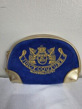 Juicy Couture Blue Velvet & Gold Cosmetic Pouch